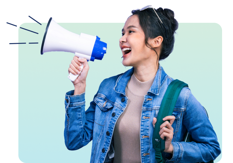 Digital marketer holding a megaphone